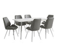 White Dining Table - 180 cm & Dining Chair PU Grey - Set of 6