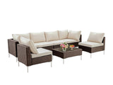 T DS Ruta 7PC Wicker Set Dark Brown+Beige