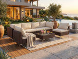 T DS Ruta 7PC Wicker Set Dark Brown+Beige