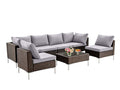 DS Ruta 7PC Wicker Set Light Brown+Grey