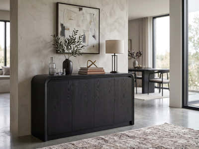 DS Olle 4-Door Buffet Storage Cabinet - Black