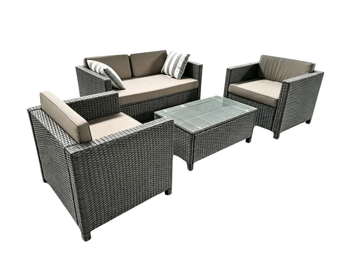 DS Merian 4PC Patio Set Dark Grey+Brown