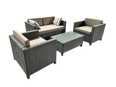 DS Merian 4PC Patio Set Dark Grey+Brown