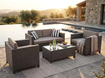 DS Merian 4PC Patio Set Dark Grey+Brown