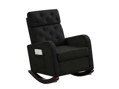 DS Sisco Velvet Rocker Chair - Black