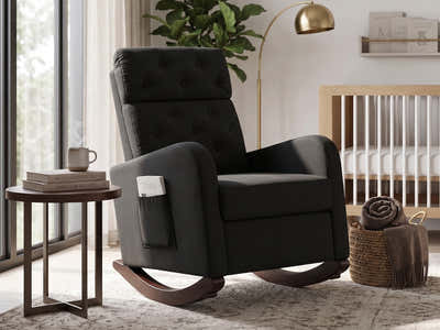 DS Sisco Velvet Rocker Chair - Black