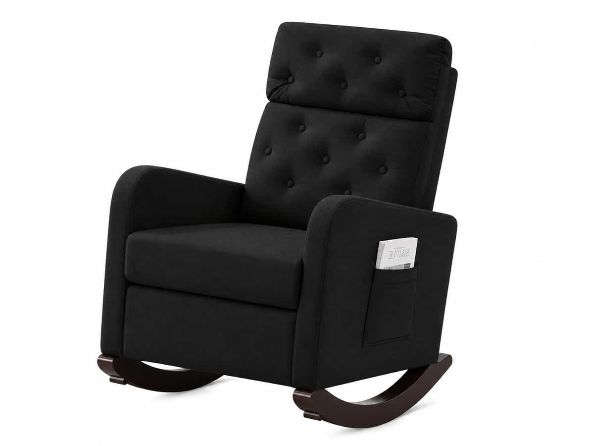 Sisco Velvet Rocker Chair - Black