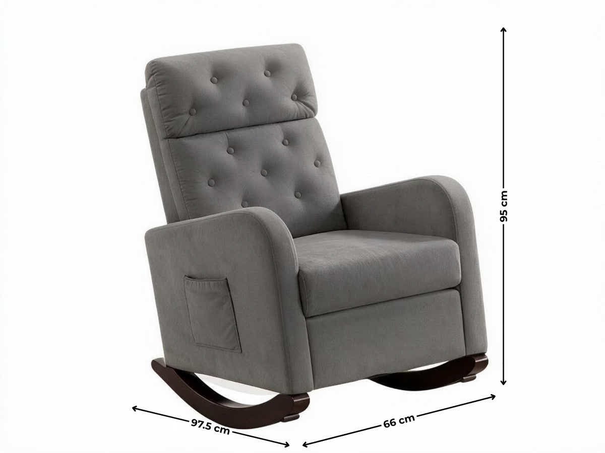 Sisco Velvet Rocker Chair - Grey