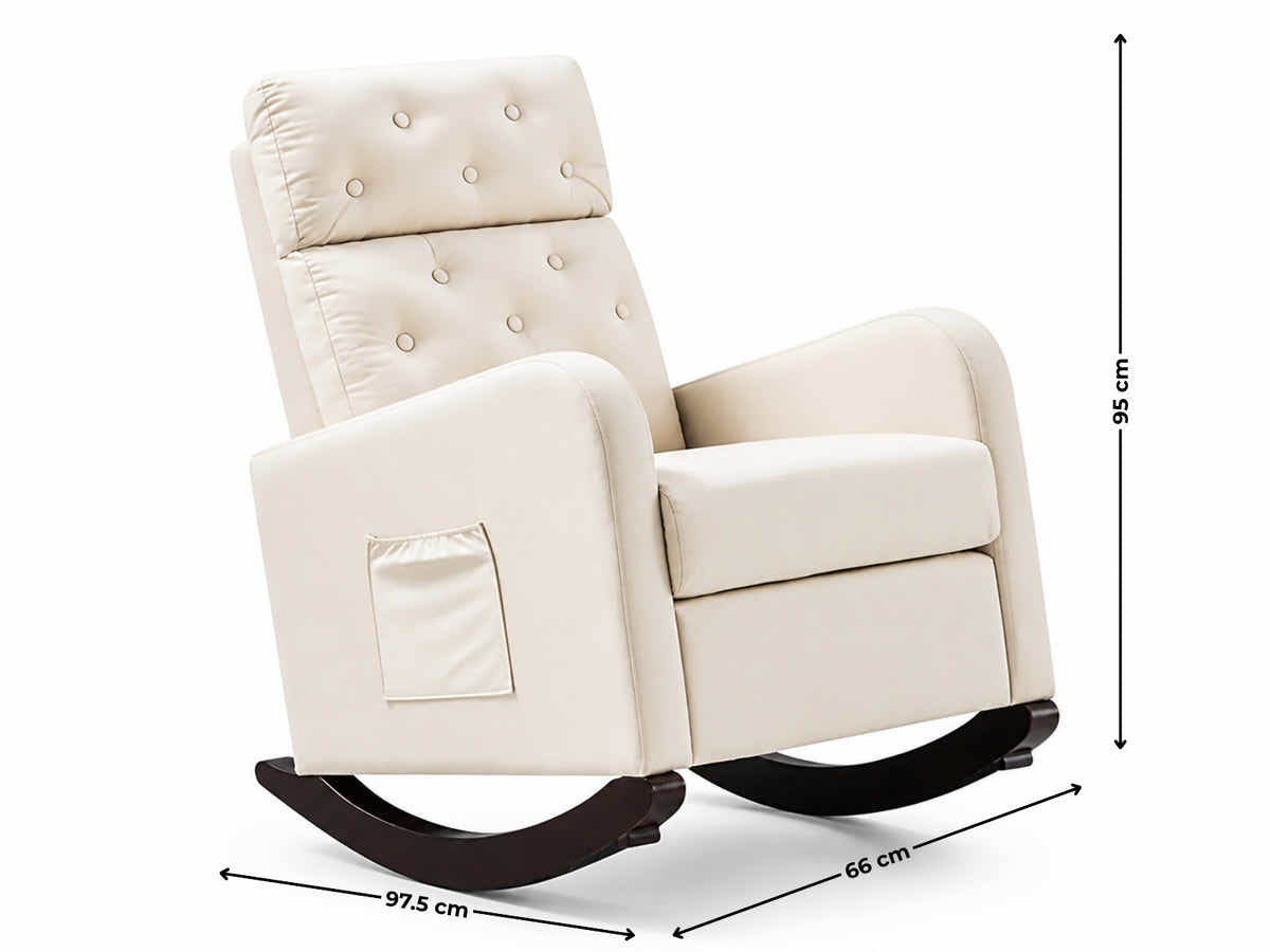 Sisco Velvet Rocker Chair - Beige