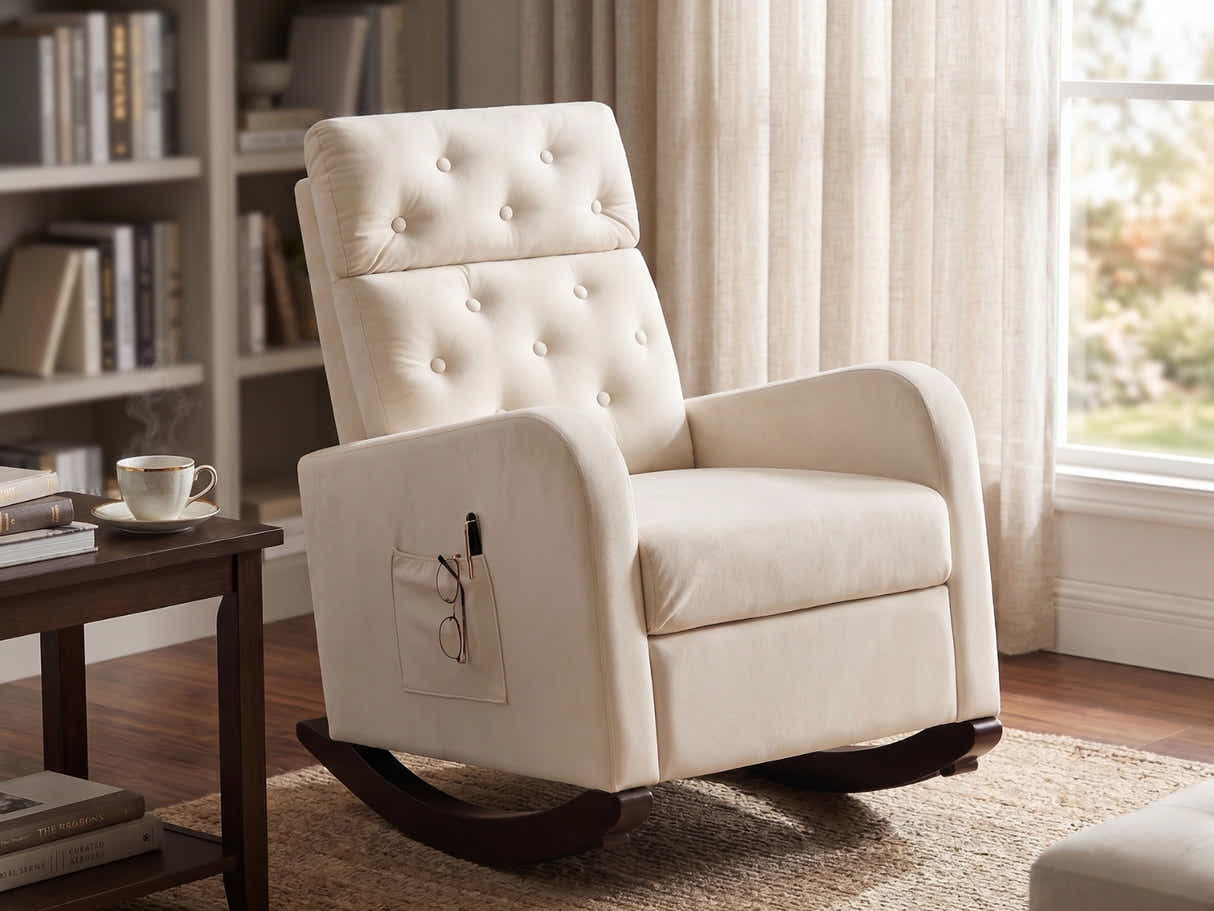 DS Sisco Velvet Rocker Chair - Beige