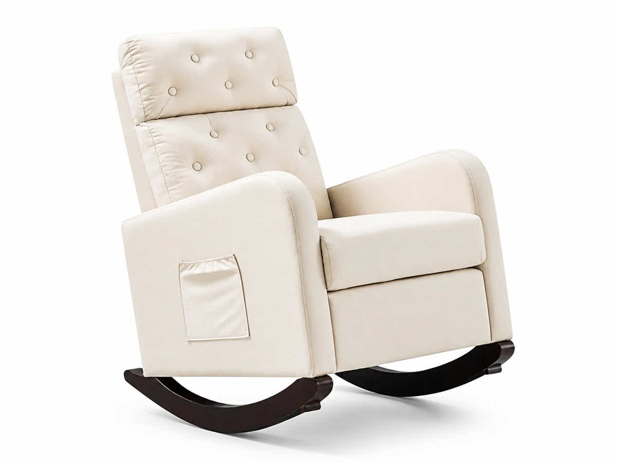 Sisco Velvet Rocker Chair - Beige