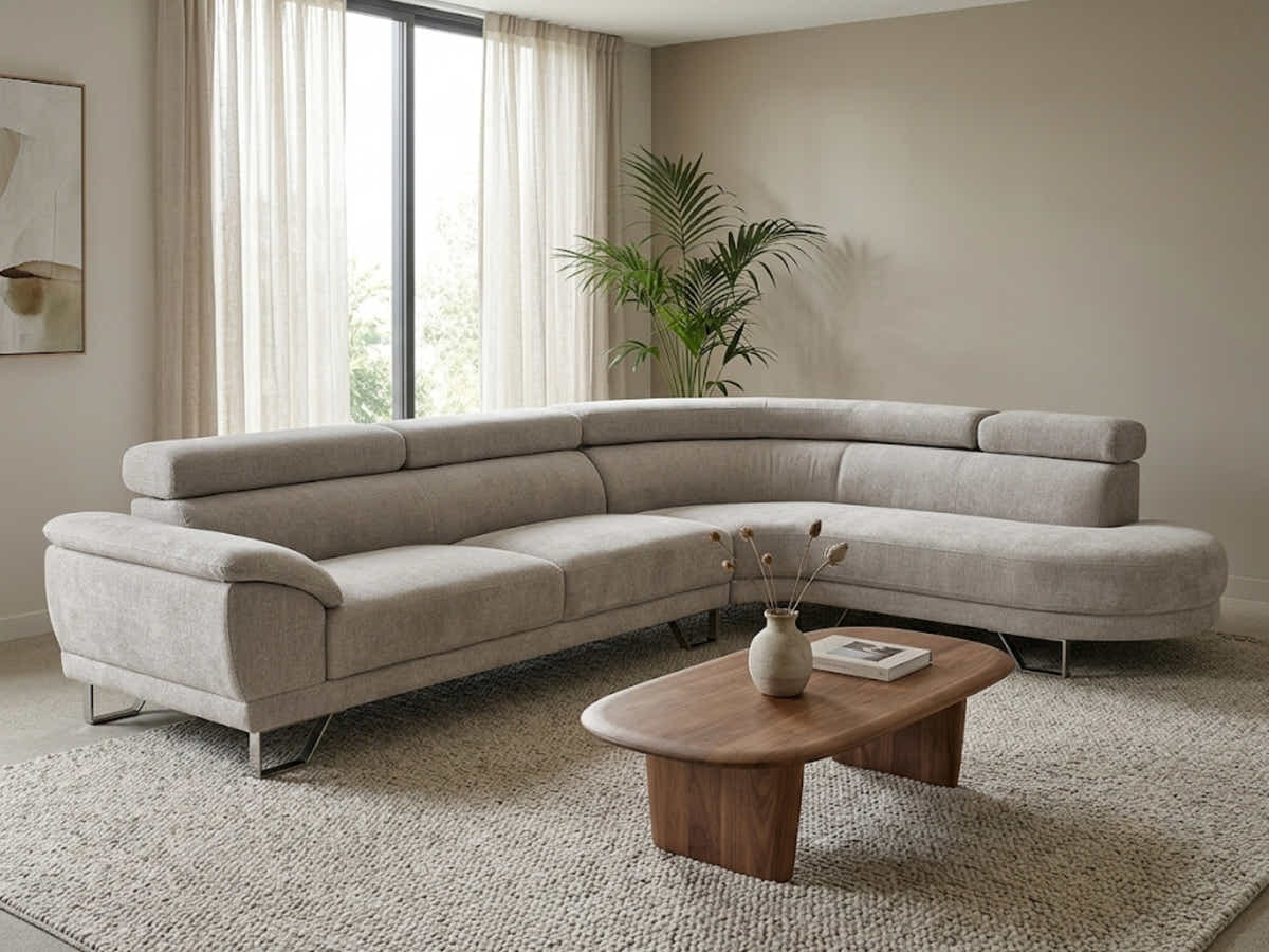 DS Sabina Velvet Sectional Sofa - Beige