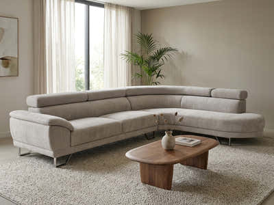 DS Sabina Velvet Sectional Sofa - Beige