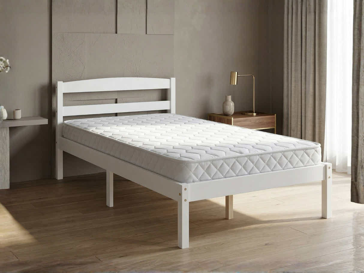 Wayford Bed Frame White & Bon15 Mattress - King Single