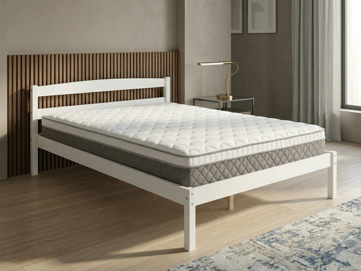 Wayford Bed Frame White & MEM 23 cm Mattress - King Single