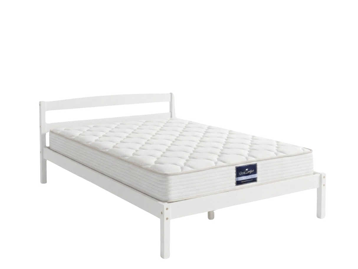 Wayford Bed Frame White & PIL20 Mattress with Pillow - King Single