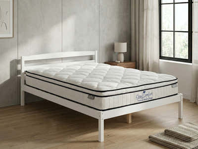 Wayford Bed Frame White & Boucle22 Mattress - Double