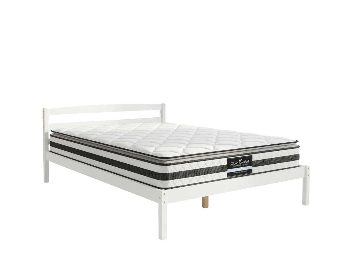 Wayford Bed Frame White & Bon21 Mattress - Double