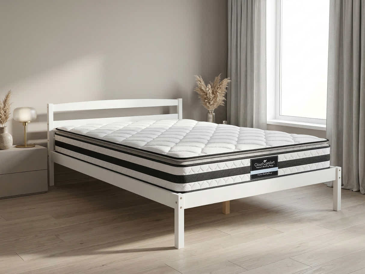 Wayford Bed Frame White & Bon21 Mattress - Double