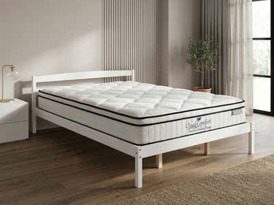 Wayford Bed Frame White & Boucle22 Mattress - King