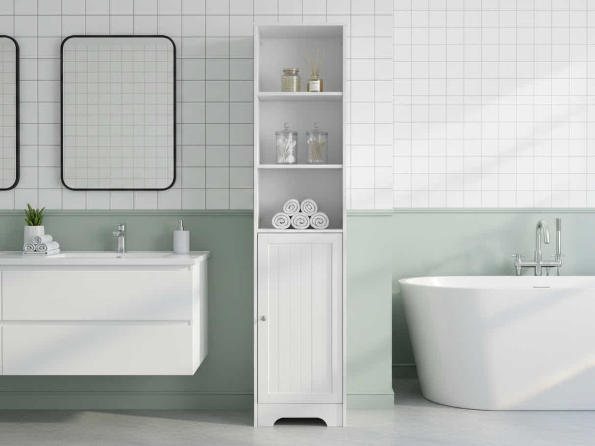 Bathroom Tower Cabinet - White