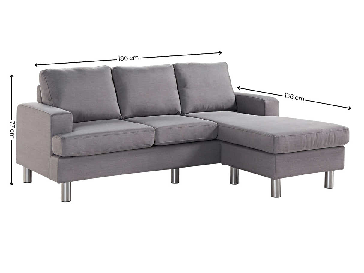 Rymden Linen Sofa Set with Chaise - Grey