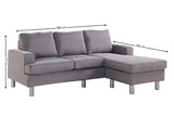 Rymden Linen Sofa Set with Chaise - Grey
