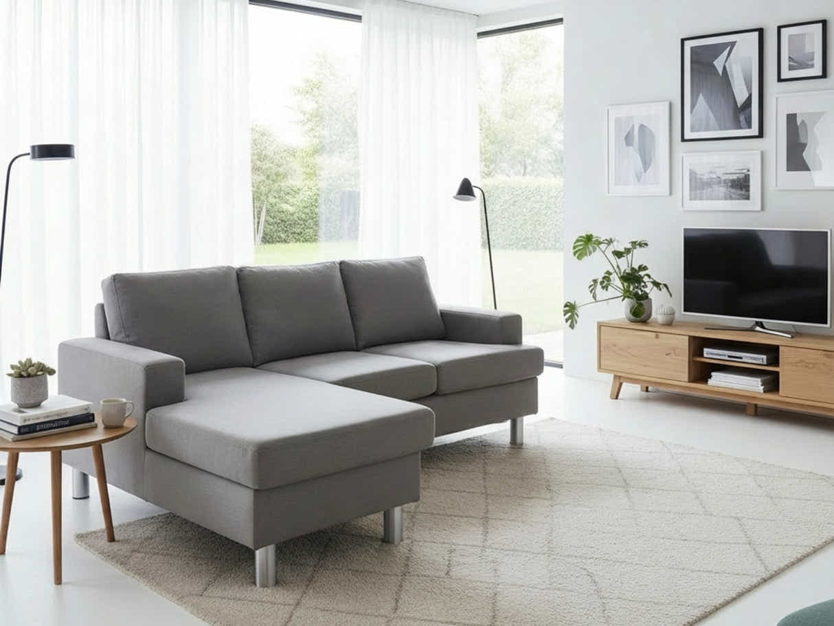 Rymden Linen Sofa Set with Chaise - Grey
