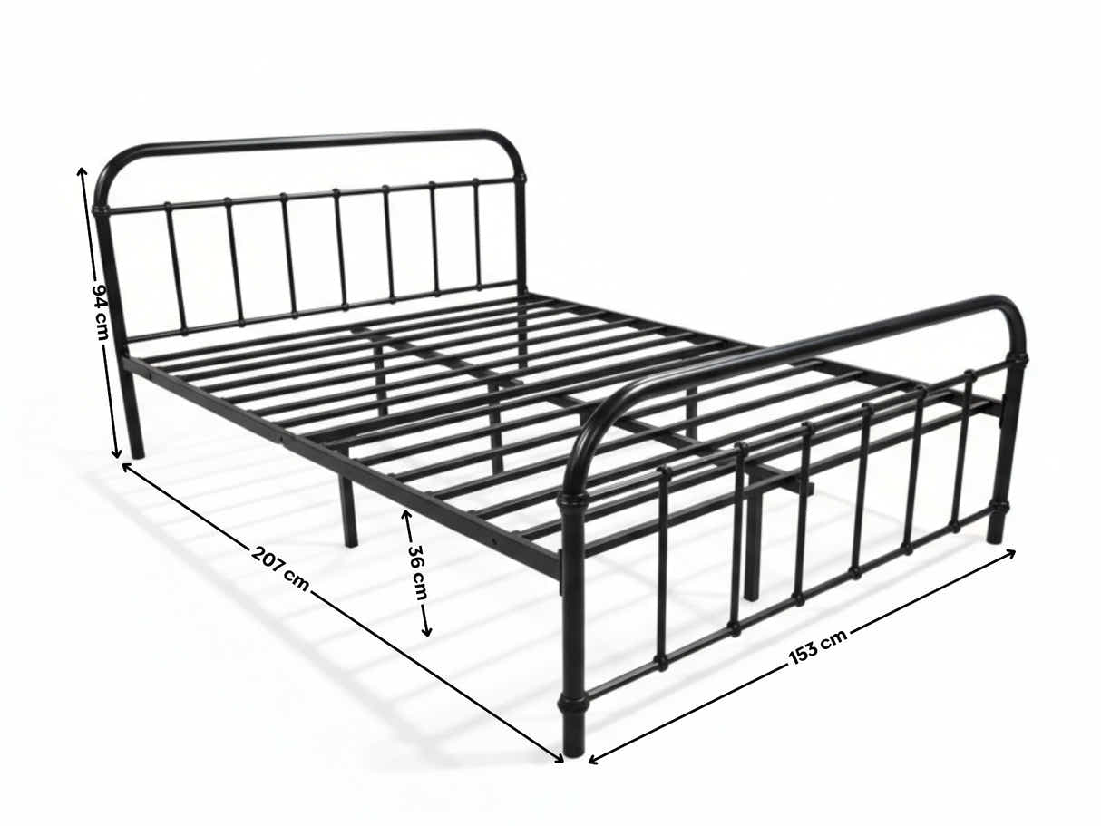 Darcy Metal Bed Frame Black & Boucle22 Mattress - Queen