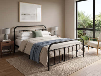 Darcy Metal Bed Frame Black - Queen