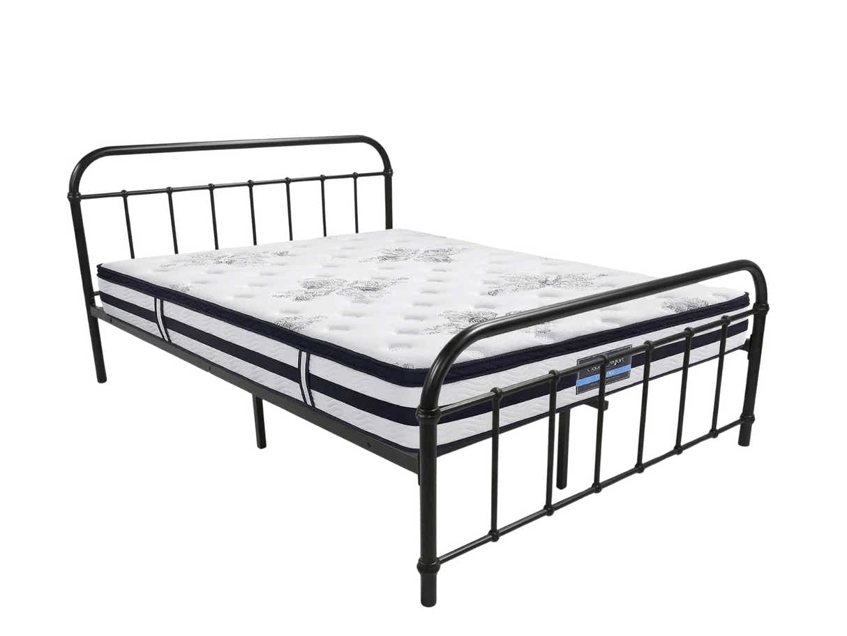 Darcy Metal Bed Frame Black & K34 Mattress - Queen