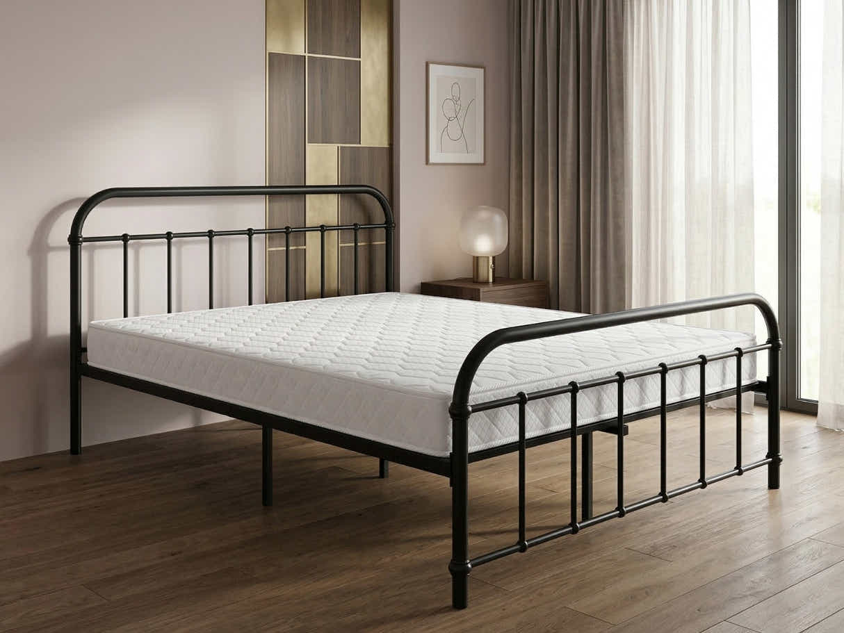 Darcy Metal Bed Frame Black & Bon15 Mattress - Queen