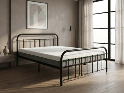Darcy Metal Bed Frame Black & 3 Way Mattress - Queen