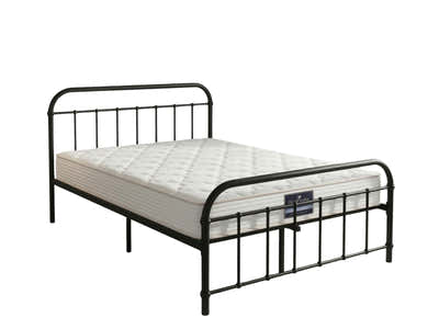 Darcy Metal Bed Frame Black & PIL20 Mattress with Pillows - Queen