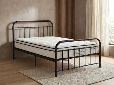 Darcy Metal Bed Frame Black & Boucle22 Mattress - Single