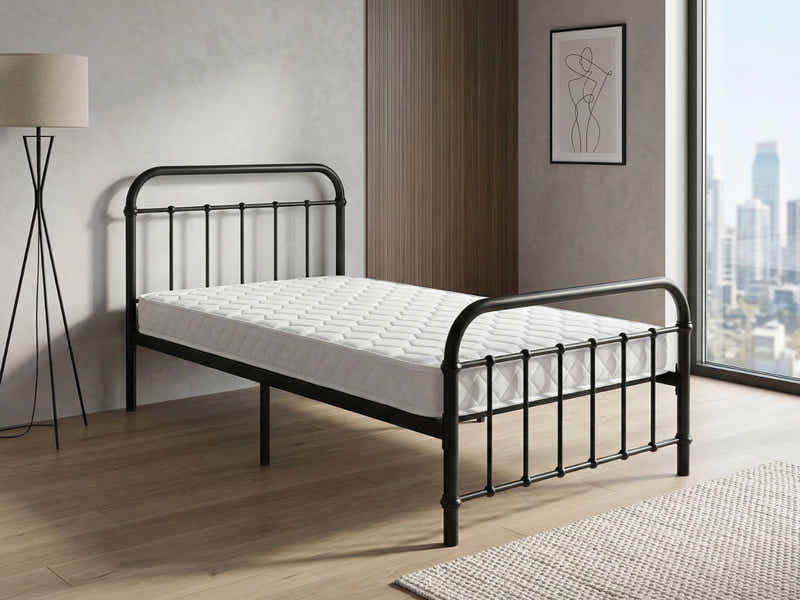 Darcy Metal Bed Frame Black & Bon10 Mattress - Single