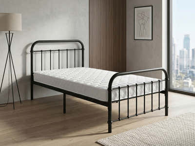 Darcy Metal Bed Frame Black & Bon10 Mattress - Single