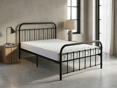 Darcy Metal Bed Frame Black & Bon15 Mattress - Single