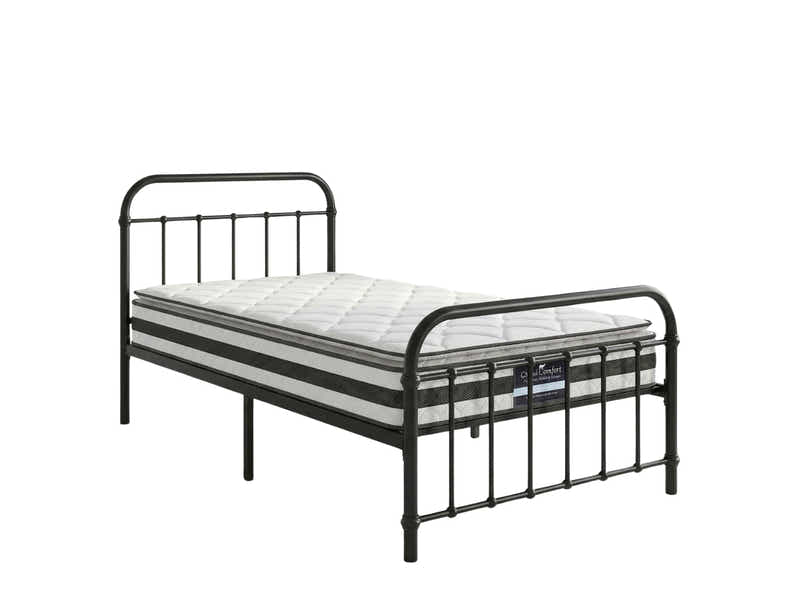 Darcy Metal Bed Frame Black & Bon21 Mattress - Single