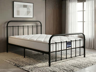 Darcy Metal Bed Frame Black & PIL20 Mattress with Pillow - Single