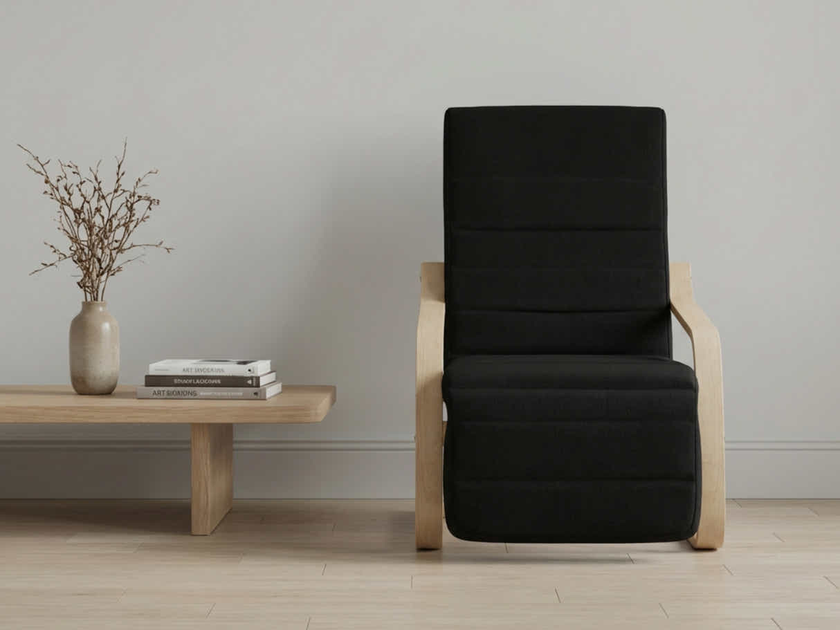 Bentwood Armchair with Footrest - Black