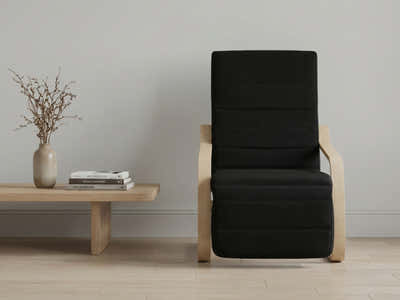 Bentwood Armchair with Footrest - Black