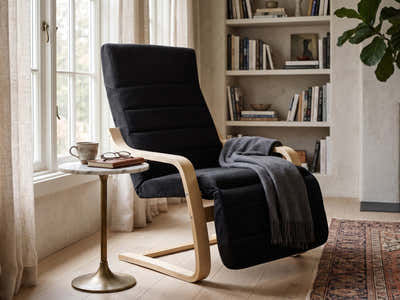 Bentwood Armchair with Footrest - Black