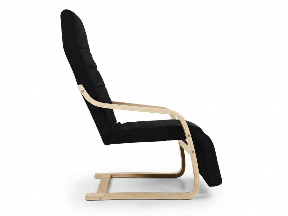 Bentwood Armchair with Footrest - Black
