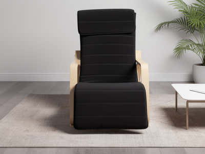 Bentwood Rocking Armchair with Footrest - Black