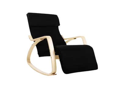 Bentwood Rocking Armchair with Footrest - Black