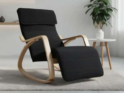 Bentwood Rocking Armchair with Footrest - Black