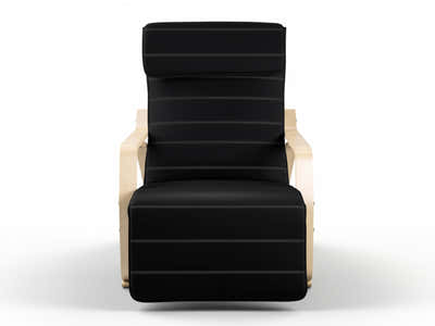 Bentwood Rocking Armchair with Footrest - Black