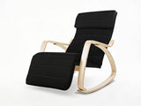 Bentwood Rocking Armchair with Footrest - Black
