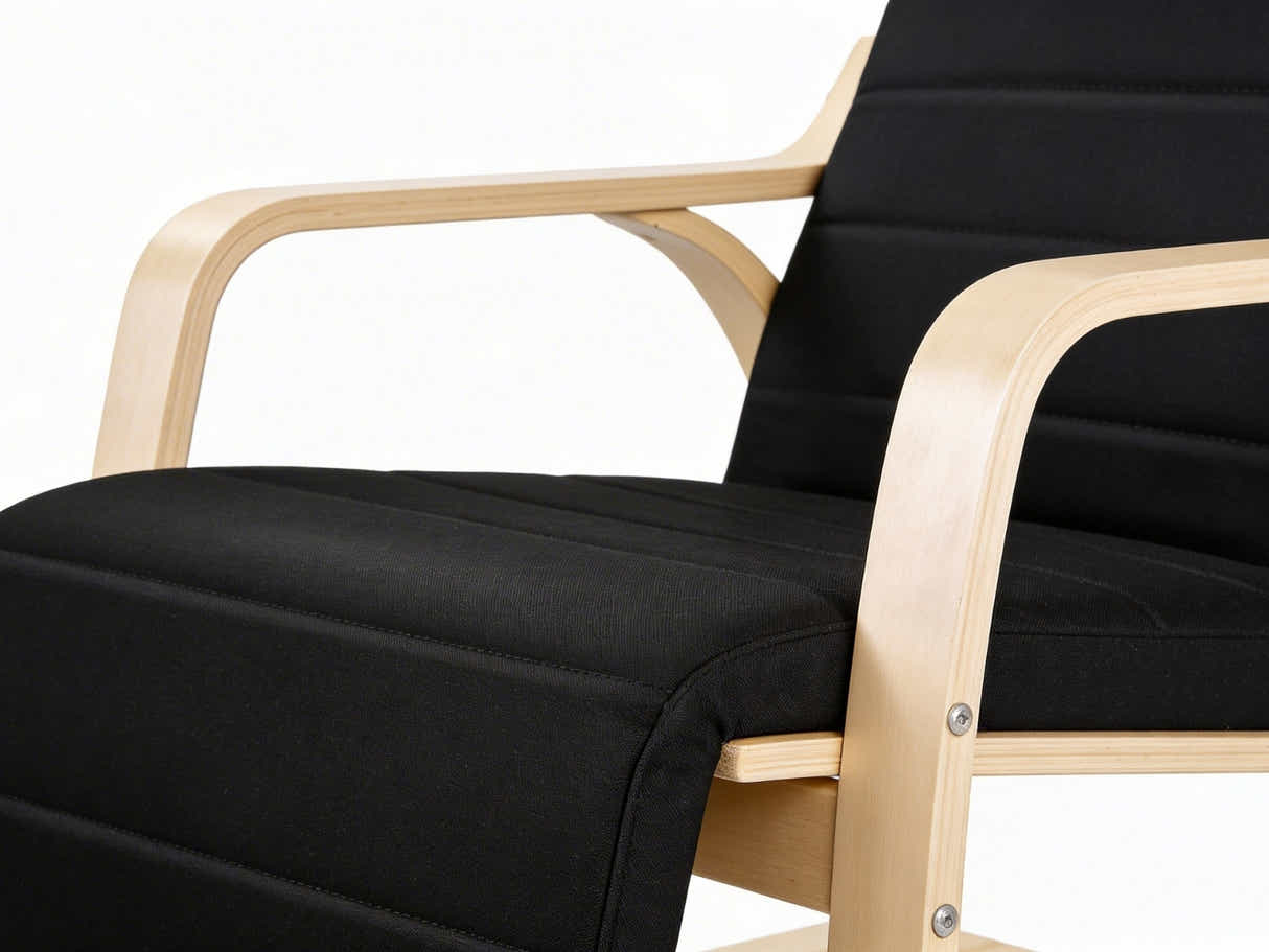 Bentwood Rocking Armchair with Footrest - Black
